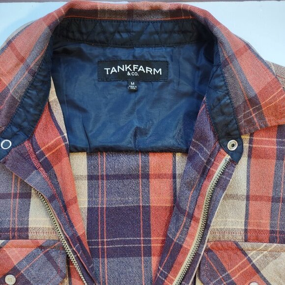 TankFarm & Co Men's Plaid Full Zip Shirt Jacket Shacket Western Size Medium - Picture 7 of 9